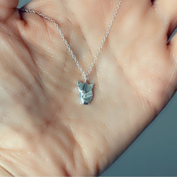 Sterling Silver Origami Fox Necklace - Picture 7 of 9